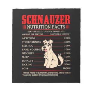 Schnauzer  Schnauzer Butrition Facts Anteckningsblock