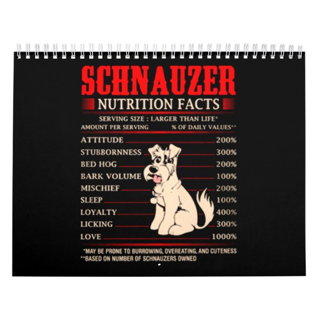 Schnauzer| Schnauzer Butrition Facts Kalender (Omslag)