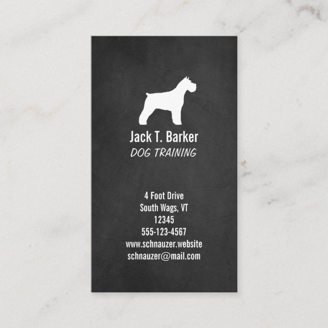 Schnauzer Silhouette - Chalkboard Stil Visitkort (Framsida)