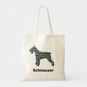 Schnauzer Silhouette Gult & Black Grid Tote Bag Tygkasse