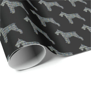 Schnauzer Silhouette Gult & Black Grid Wrapping Presentpapper
