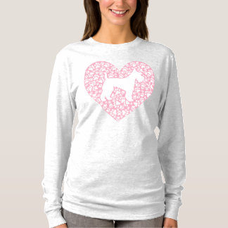 Schnauzer Silhouette Heart Paws Adorable T Shirt