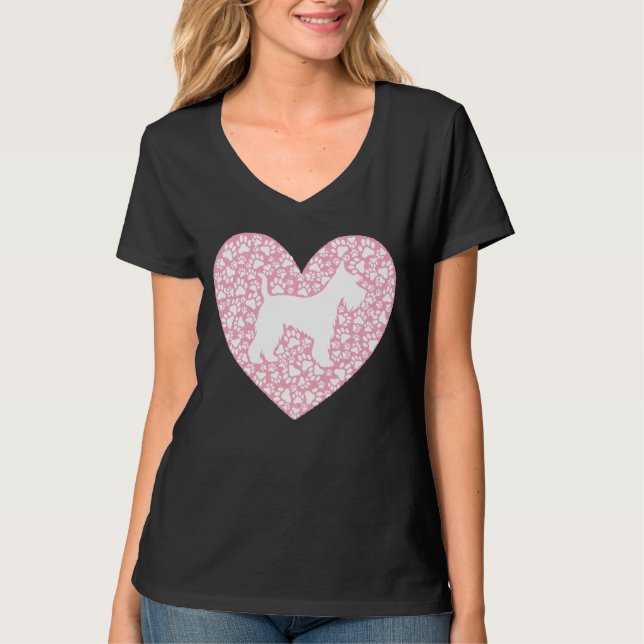 Schnauzer Silhouette Heart Paws Adorable T Shirt (Framsida)
