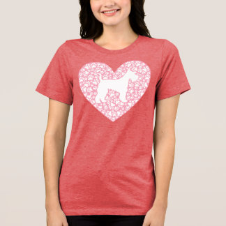 Schnauzer Silhouette Heart Paws Adorable T Shirt