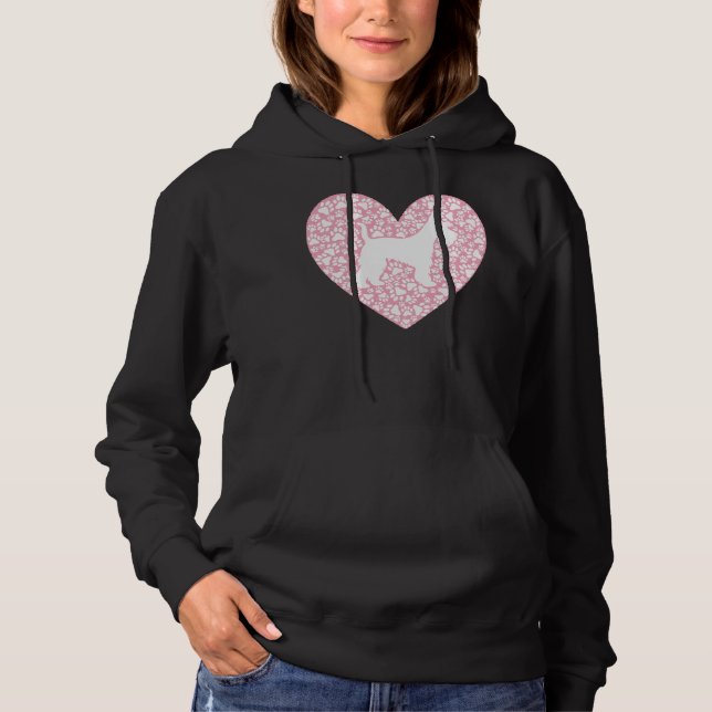 Schnauzer Silhouette Heart Paws Adorable T Shirt (Framsida)