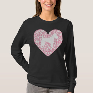 Schnauzer Silhouette Heart Paws Adorable T Shirt