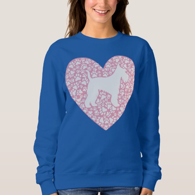 Schnauzer Silhouette Heart Paws Adorable T Shirt (Framsida)