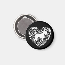 Schnauzer Silhouette Heart Paws Print - Dog Lover Magnet