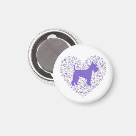 Schnauzer Silhouette Heart Paws Print - Dog Lover Magnet