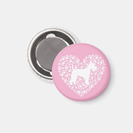 Schnauzer Silhouette Heart Paws Print - Dog Lover Magnet