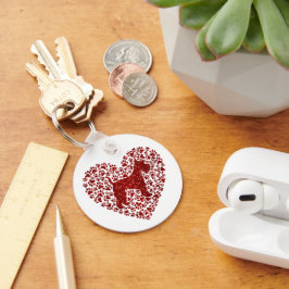 Schnauzer Silhouette Heart Paws Print - Dog Lover Nyckelring