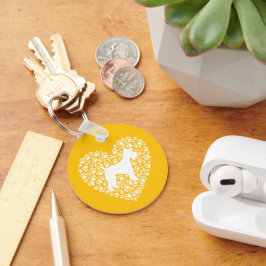 Schnauzer Silhouette Heart Paws Print - Dog Lover Nyckelring