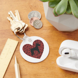 Schnauzer Silhouette Heart Paws Print - Dog Lover Nyckelring