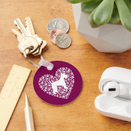 Schnauzer Silhouette Heart Paws Print - Dog Lover Nyckelring