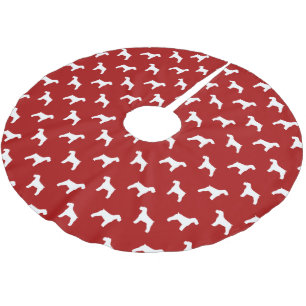 Schnauzer Silhuett Mönster Röd Julgransmatta Borstad Polyester