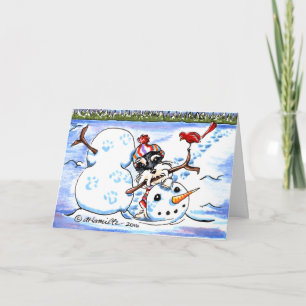 Schnauzer Snögubbe Art jul Helgkort