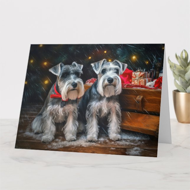 Schnauzer Snöig släde juldekoration  Kort (Liten växt)