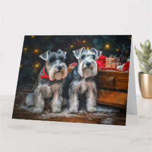 Schnauzer Snöig släde juldekoration Kort