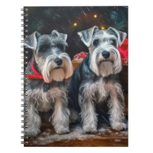 Schnauzer Snowy Sleigh-juldekretet Anteckningsbok