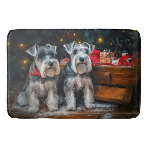 Schnauzer Snowy Sleigh-juldekretet Badrumsmatta