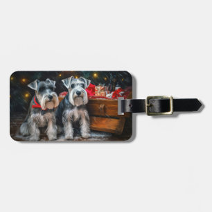 Schnauzer Snowy Sleigh-juldekretet Bagagebricka