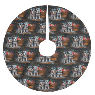 Schnauzer Snowy Sleigh-juldekretet Julgransmatta Borstad Polyester
