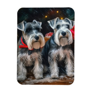Schnauzer Snowy Sleigh-juldekretet Magnet