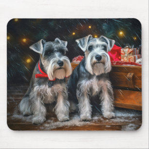 Schnauzer Snowy Sleigh-juldekretet Musmatta