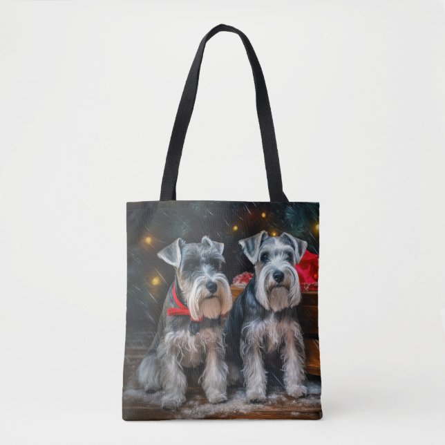 Schnauzer Snowy Sleigh-juldekretet Tygkasse (Framsida)