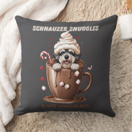 Schnauzer Snuggles & Hot Chocolate Kudde