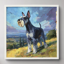 Schnauzer Solbelyst Landskaps Konst