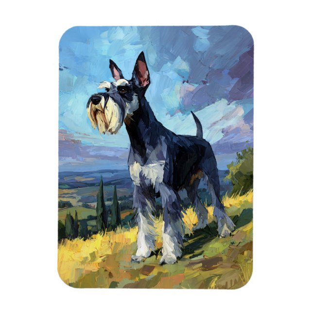 Schnauzer Solbelyst Landskapsutsikt Flexibel Magnet (Vertikal)