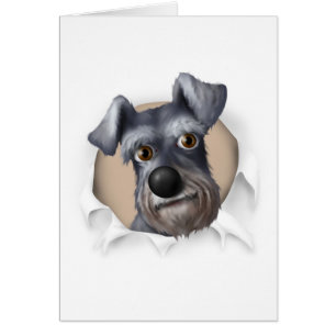 Schnauzer som ut slår sönder hälsningskort