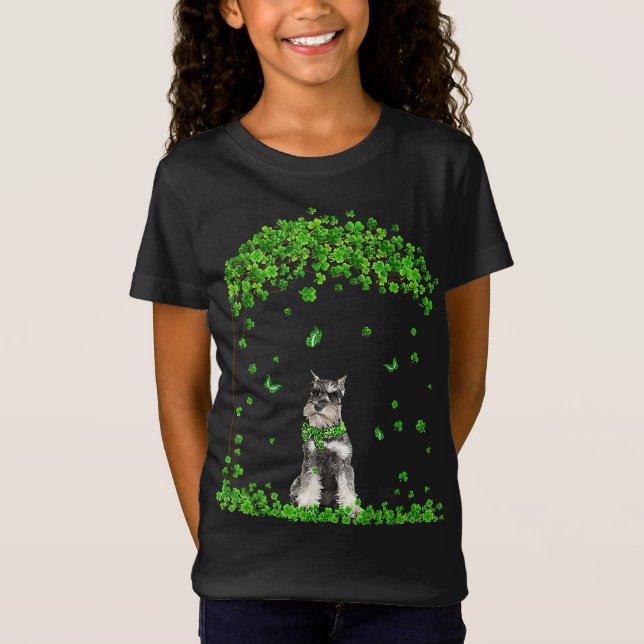 Schnauzer St patricks day Älskare Irish Shamrock H T Shirt (Framsida)