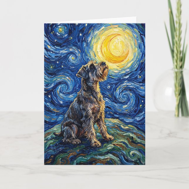 Schnauzer Starry Night Painting Kort (Framsida)