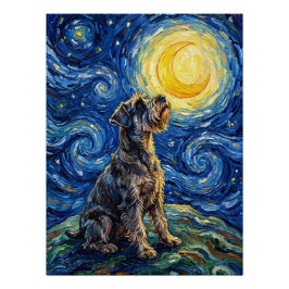 Schnauzer Starry Night Painting Perfect Poster