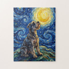 Schnauzer Starry Night Painting Pussel