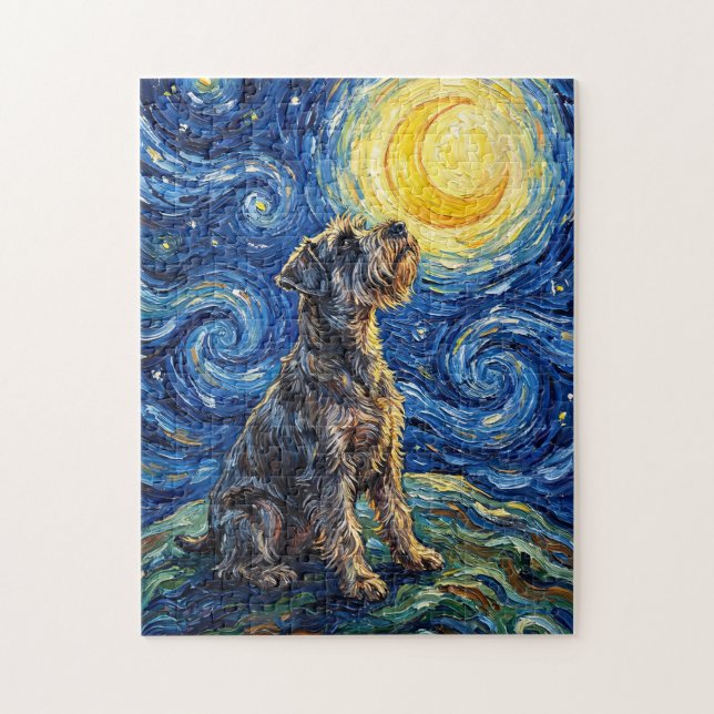Schnauzer Starry Night Painting Pussel (Vertikal)