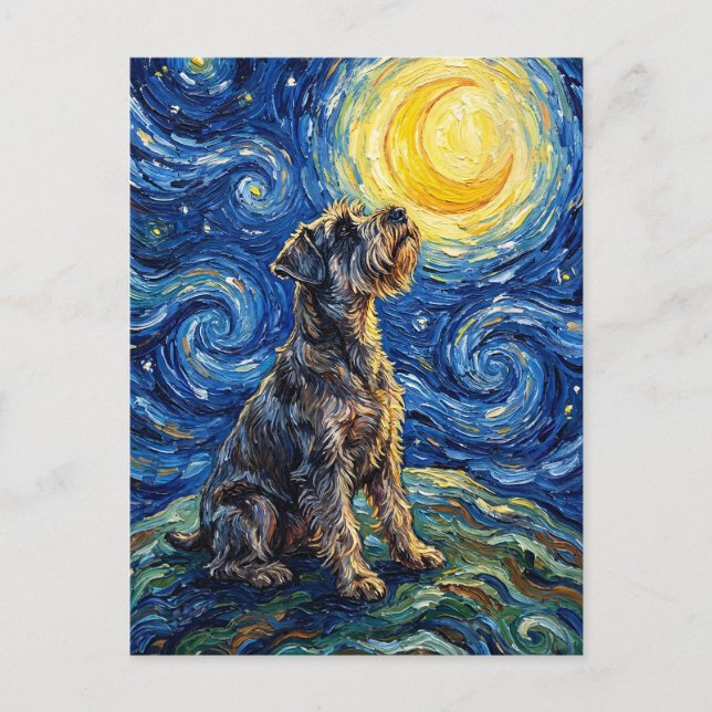 Schnauzer Starry Night Painting Vykort (Framsida)