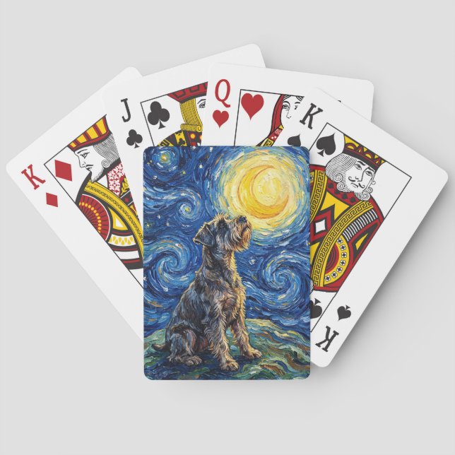 Schnauzer Stjärnkvällsmålning Casinokort (Baksidan)