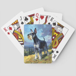 Schnauzer Sunlit Countryside Landscape Art Casinokort