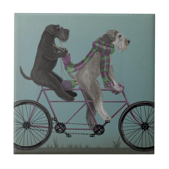 Schnauzer Tandem Kakelplatta (Framsidan)