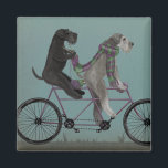 Schnauzer Tandem Magnet<br><div class="desc">Schnauzer Tandem av Fabfunky. Har schnauzers som kör en cykel i en vismisk,  steampunk stil. | 192047D</div>