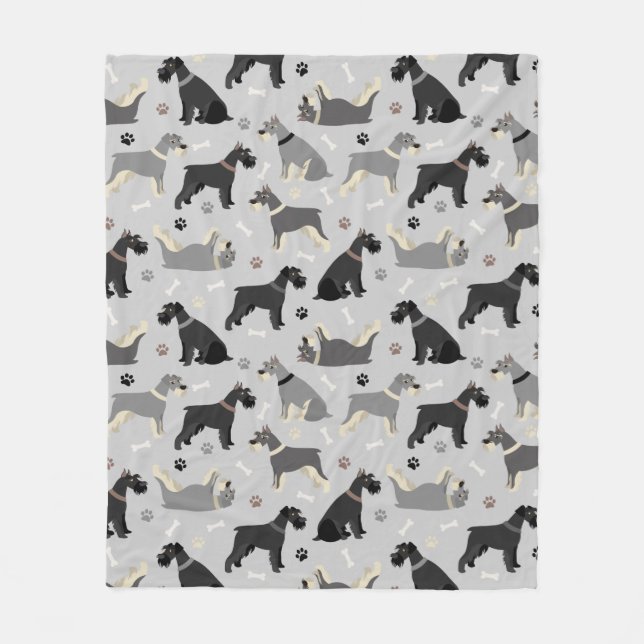 Schnauzer Tass och Bones Fleece Blanket (Framsidan)