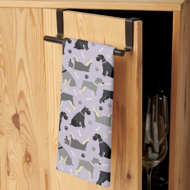 Schnauzer Tass och Bones Kitchen Towel Kökshandduk (Thirds Fold)