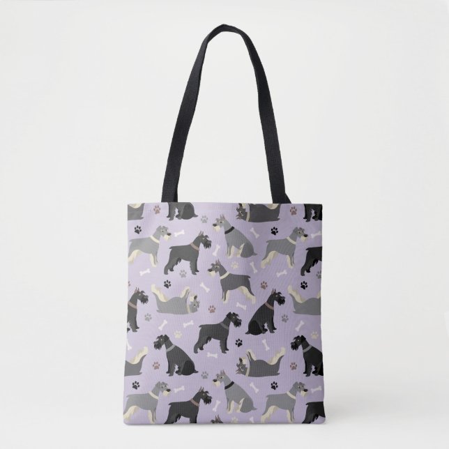Schnauzer Tass och Bones Tote Bag Tygkasse (Framsida)