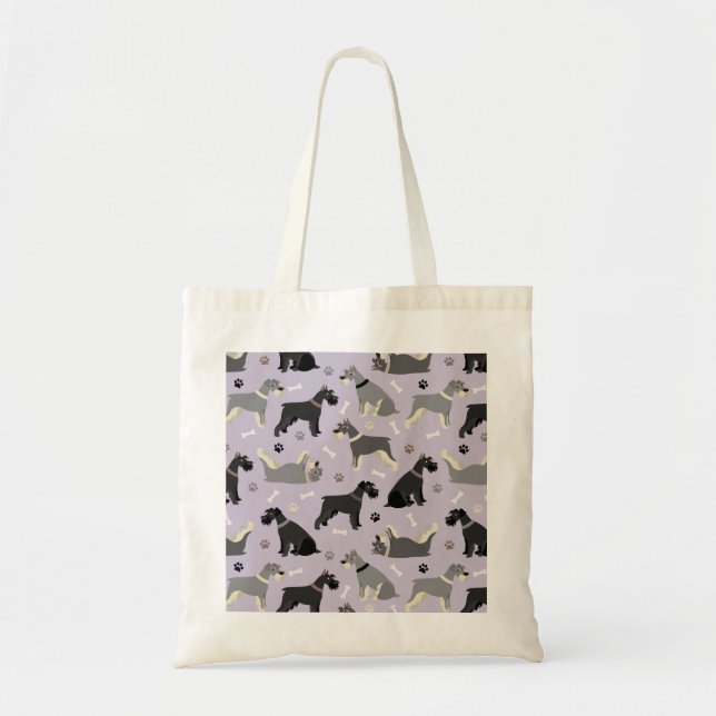 Schnauzer Tassar och Bones Tote Bag Tygkasse (Framsidan)