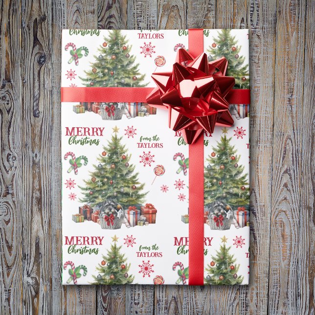 Schnauzer Terrier Basket under Julgran Presentpapper (Skapare uppladdad)