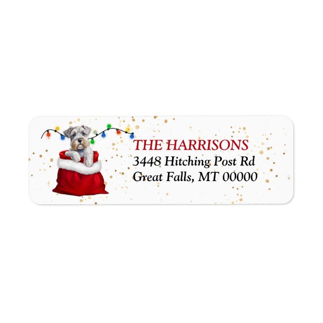 Schnauzer Terrier Hund i Returadressen Gift Bag Returadress Etikett (Framsidan)