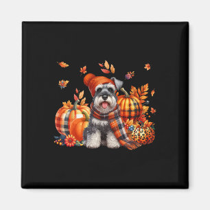Schnauzer Thanksgiving Leopard Pumpkins Fall Lämna Magnet